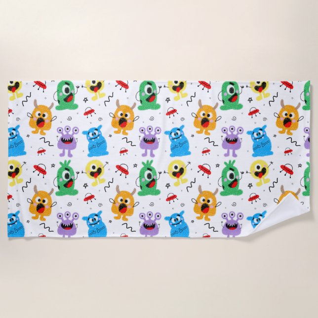 Toalla De Playa Cute Little Monsters (Anverso)
