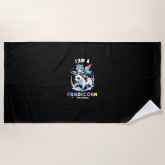 Toalla De Playa Cute Panda Unicorn Soy una chica mágica Pandicorn