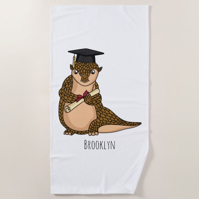 Toalla De Playa Cute pangolin graduating cartoon (Anverso)