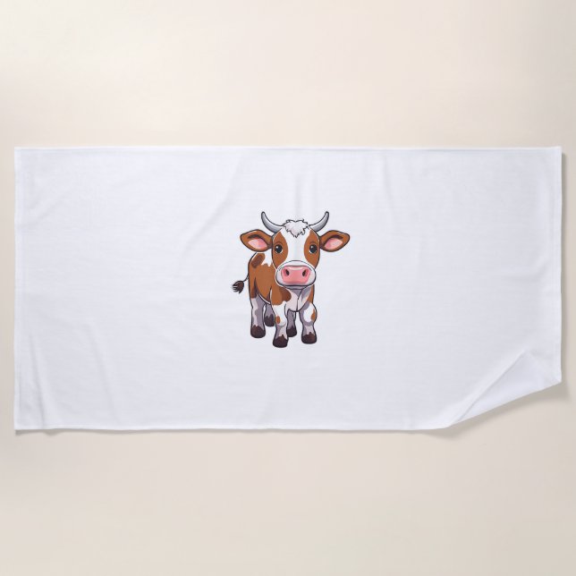 Toalla De Playa Cute Personalizado Cow (Anverso)
