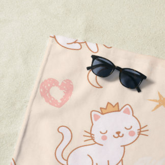 Toalla De Playa Cute Princess Cat Wearing Crown 
