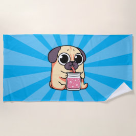 Toalla De Playa Cute Pug