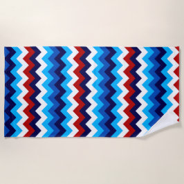 Toalla De Playa Cute Red White Blue Chevrons Beach Towel