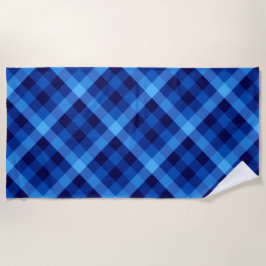 Toalla De Playa Cute Retro Ocean Blue Plaid