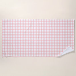 Toalla De Playa Cute Retro Pink Gingham Plaid pattern
