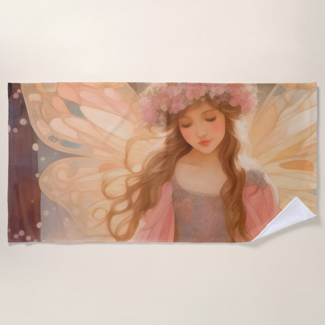 Toalla De Playa Cute rosa pintura de fantasía (Anverso)