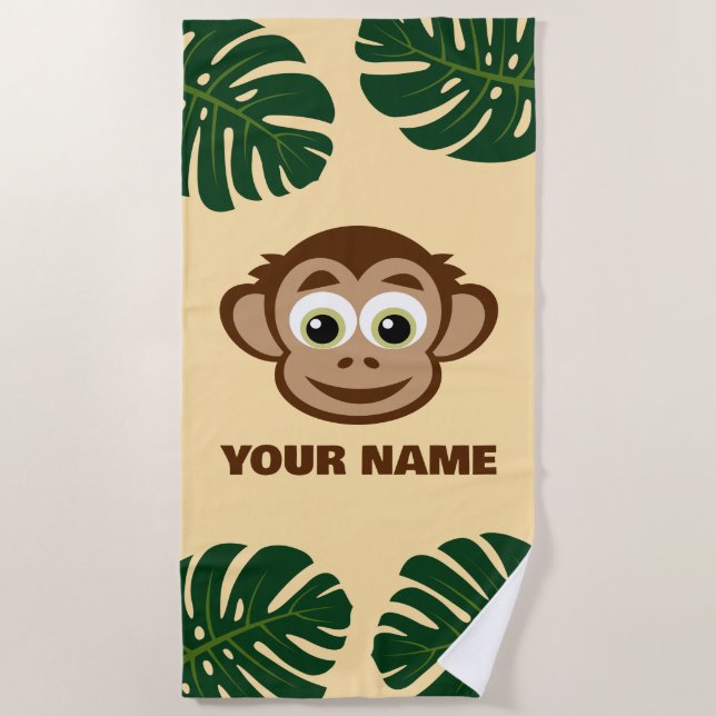 Toalla De Playa Cute safari monkey cartoon personalized kid's (Anverso)