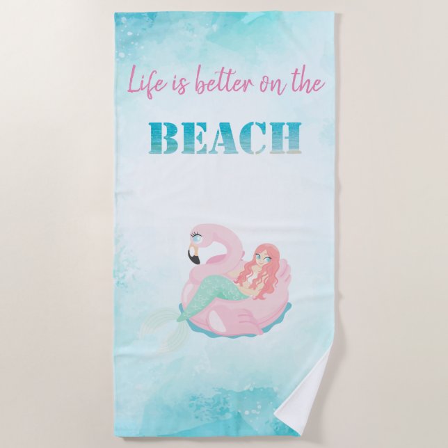 Toalla De Playa Cute Stylish Beach, Sirena (Anverso)
