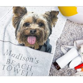 Toalla De Playa Cute Yorkie Dog Pet Animal Name Pattern