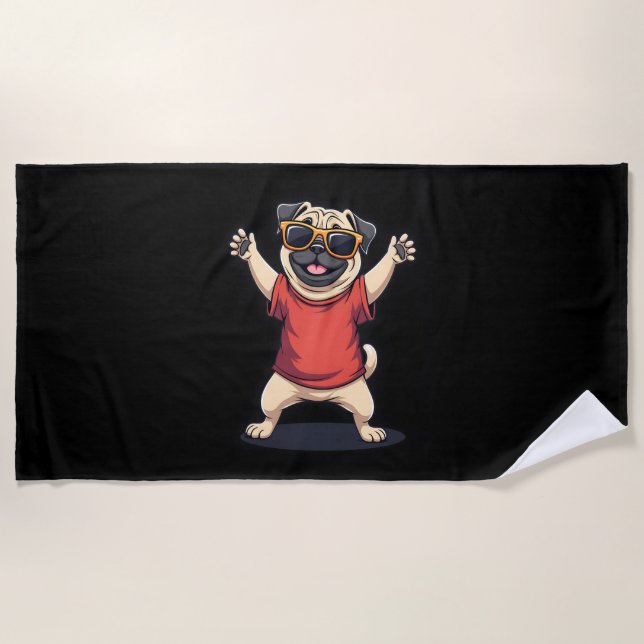 Toalla De Playa Dabbing Dab Pug Dog Mascotas bailan pipa animal (Anverso)