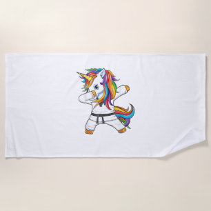 Toalla De Playa Dabbing Unicorn Karate Taekwondo Niños Chicas Mart