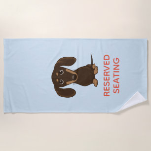 Toalla De Playa Dachshund de chocolate lindo con texto Personaliza