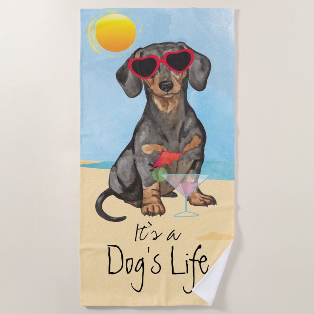 Toalla De Playa Dachshund del verano (Anverso)