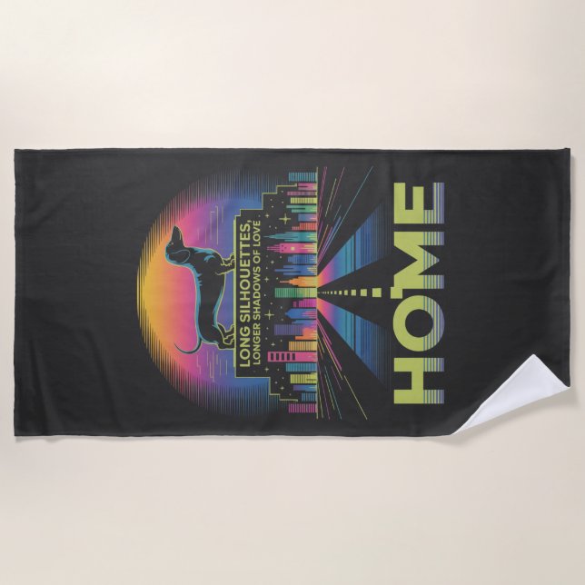 Toalla De Playa Dachshund Long Silhouettes, Longer Shadows Of Love (Anverso)