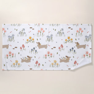 Toalla De Playa Dachshund Lover Weiner Dog Sausage Dog Wildflower