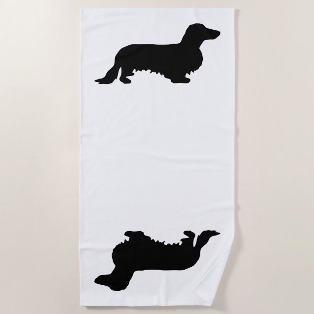 Toalla De Playa Dachshund Pelo Largo - Silueta 1 (Anverso)