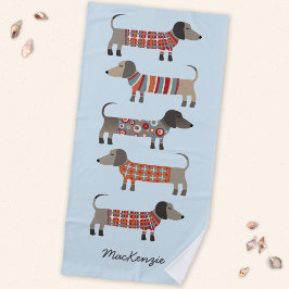 Toalla De Playa Dachshund Perro Salchicha Personalizado