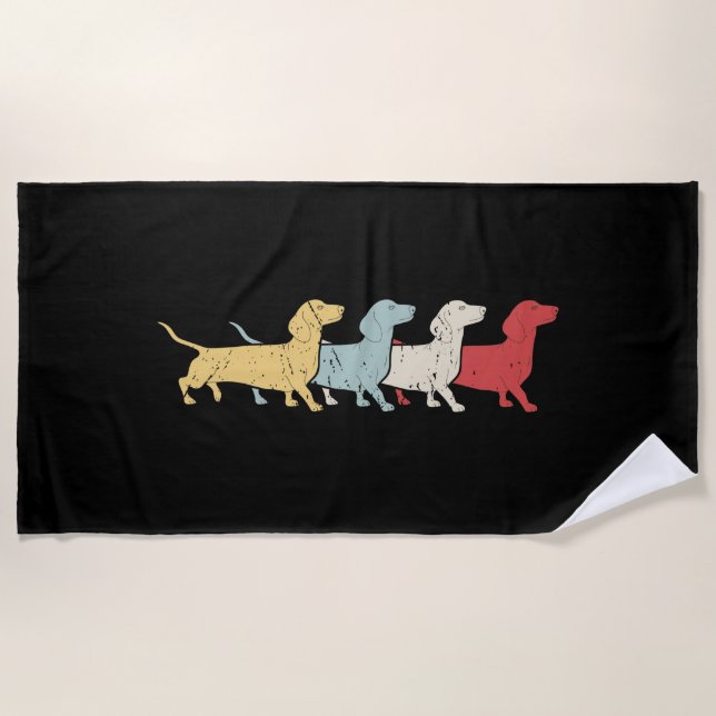 Toalla De Playa Dachshund Retro Vintage (Anverso)