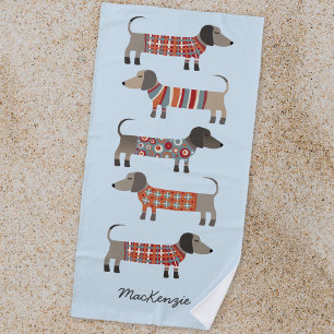 Toalla De Playa Dachshund Sausage Dog Personalizado