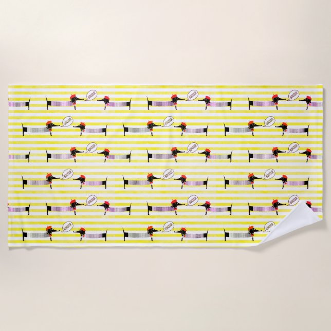 Toalla De Playa Dachshund Wiener Dog Bonjour (Anverso)