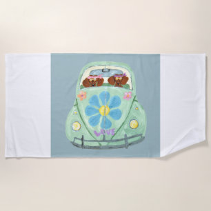 Toalla De Playa Dachshunds en un Coche Hippie