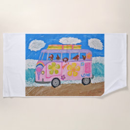 Toalla De Playa Dachshunds en una móvil hippie