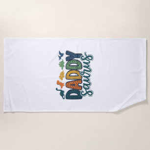 Toalla De Playa Daddy Saurus adorable dinosaur papá diseño vectori