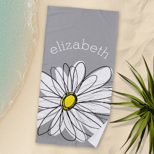 Toalla De Playa Daisy de moda con gris y amarillo