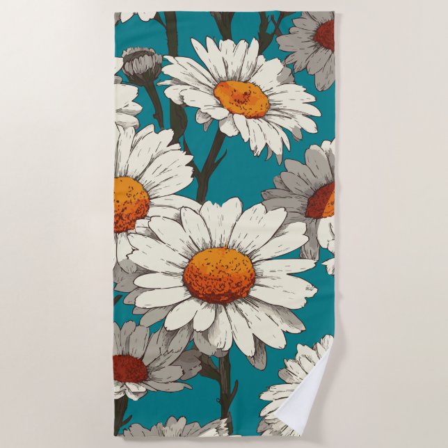 Toalla De Playa Daisy Flower Pattern (Anverso)
