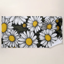 Toalla De Playa Daisy Flower Pattern Botanical Illustration
