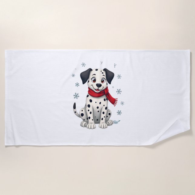 Toalla De Playa Dalmatian Snowy Fun (Anverso)
