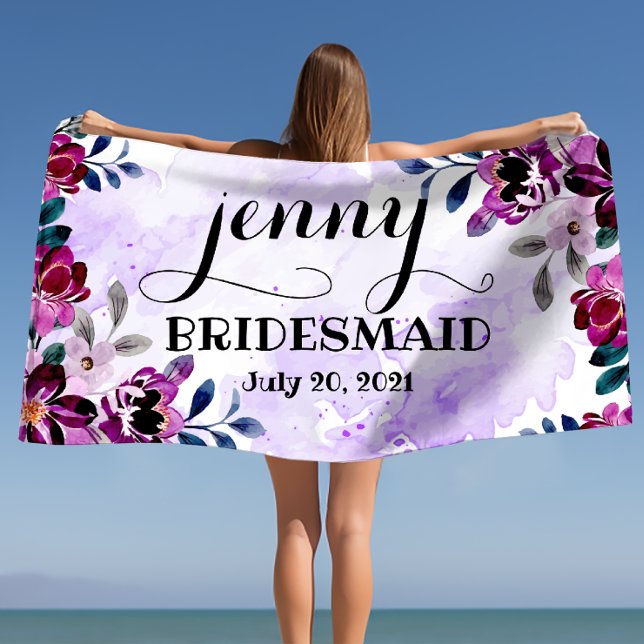 Toalla De Playa Dama de honor Despedida de soltera Boda personaliz (Bridesmaid Bachelorette Personalized Wedding Beach Towel)