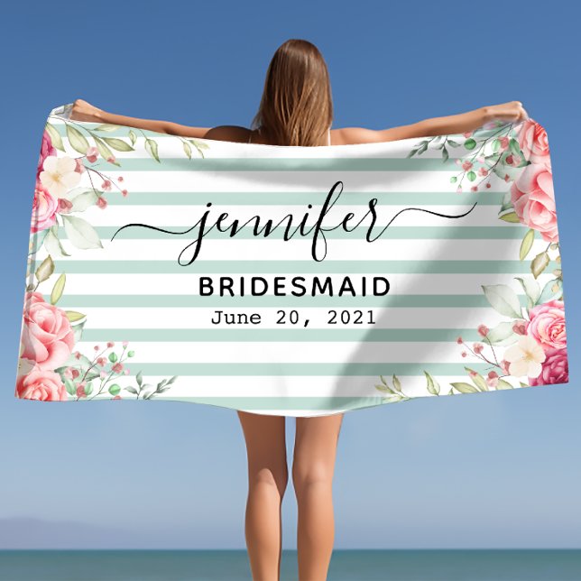 Toalla De Playa Dama de honor Despedida de soltera Nombre personal (Bridesmaid Bachelorette Personalized Name Beach Towel)