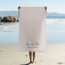 Toalla De Playa Dama de honor | Moderno Script Minimalista Rosa Cl