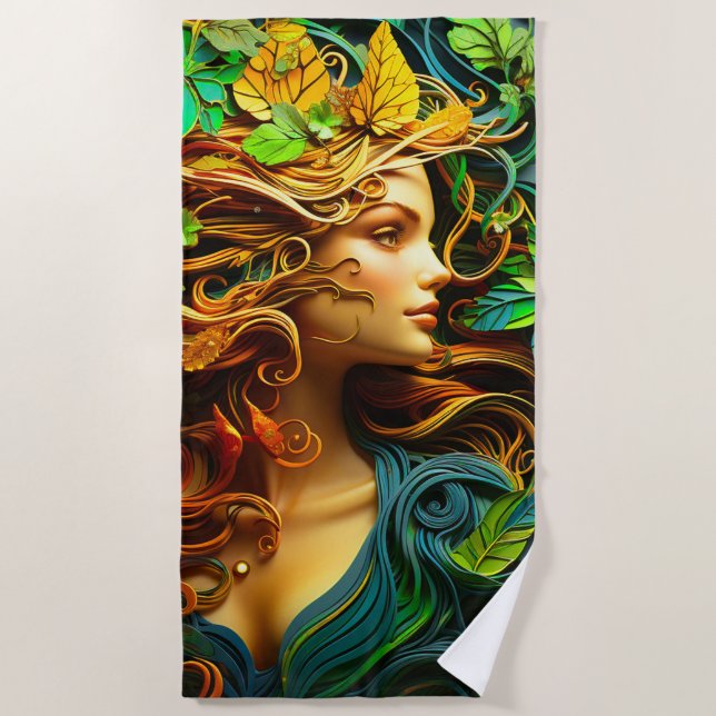 Toalla De Playa Dama de Naturaleza (Anverso)