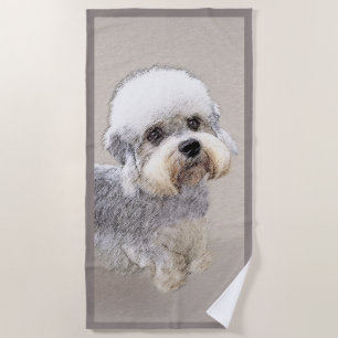 Toalla De Playa Dandie Dinmont Terrier Pintura Original De Perro