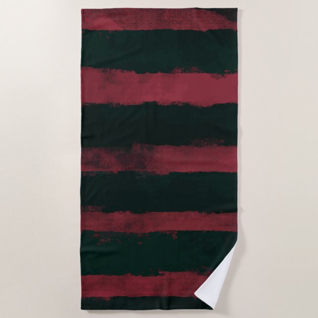 Toalla De Playa Dark Red and Black Horror Stripe Pattern (Anverso)