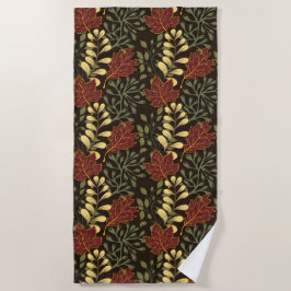 Toalla De Playa Dark red maple leaves floral pattern