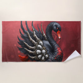 Toalla De Playa Dark Swan of Bones – Gothic Elegance 