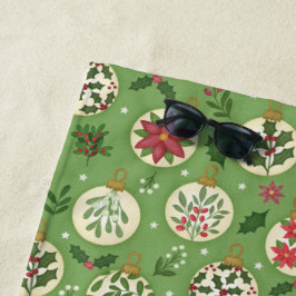 Toalla de playa de adornos de Navidad dibujados a