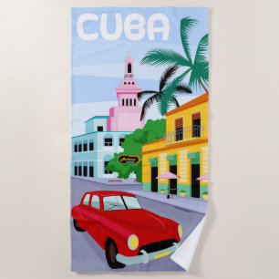 Toalla de playa de afiches de viaje de Cuba