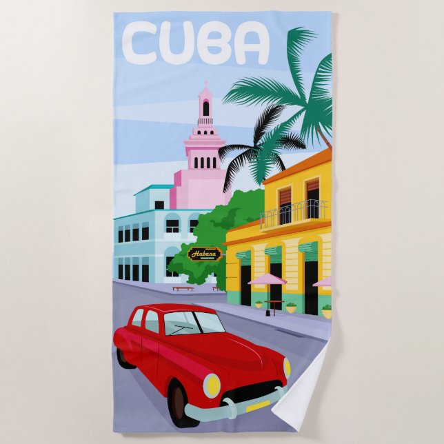 Toalla de playa de afiches de viaje de Cuba (Anverso)
