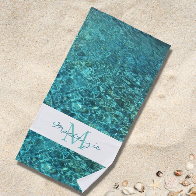 Toalla de playa de agua con monograma de nombre (Subido por el creador)