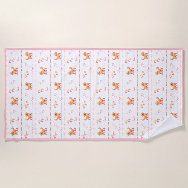 Toalla de playa de amor de perro de Doodle (Anverso)