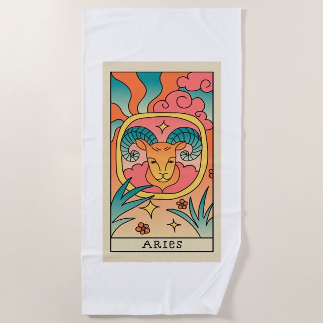 Toalla de playa de Aries Zodiaco (Anverso)