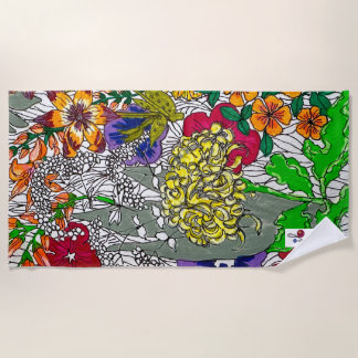Toalla de playa de arreglo floral