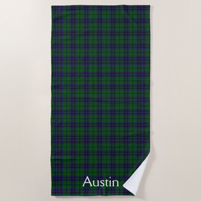 Toalla de playa de Austin Tartan Plaid (Anverso)
