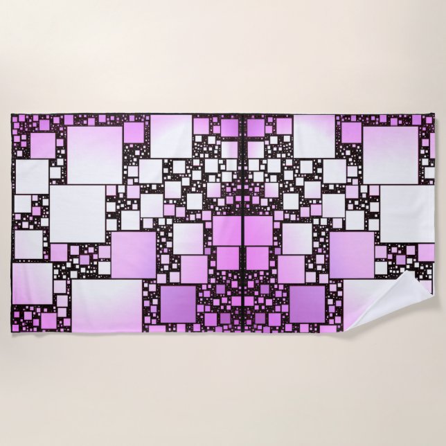 Toalla de playa de baile rosa y cuadrada blanca (Anverso)