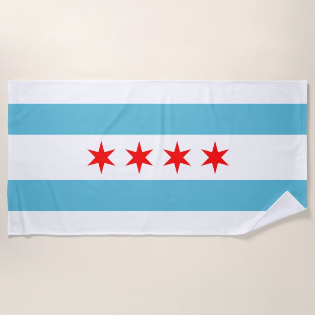 Toalla de playa de bandera de la ciudad de Chicago (Anverso)