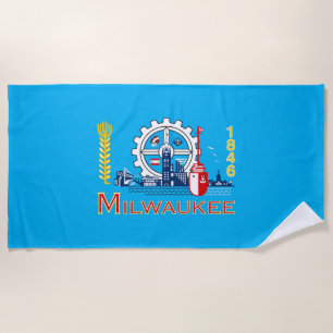 Toalla de playa de bandera de la ciudad de Milwauk